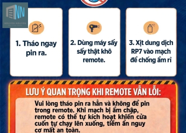 CẢNH BÁO MÙA MƯA - REMOTE CỬA CUỐN BỊ VÔ NƯỚC